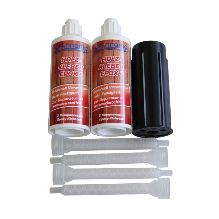 Sanremo Wood Adhesive 2x140ml + 4 mixing nozzles + squeezing pusher